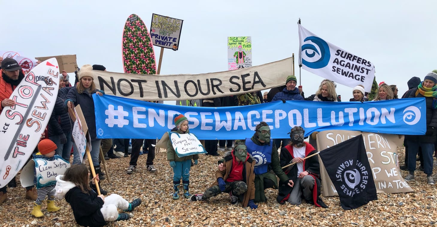 The Surfers Against Sewage protest on Kingston Beach
